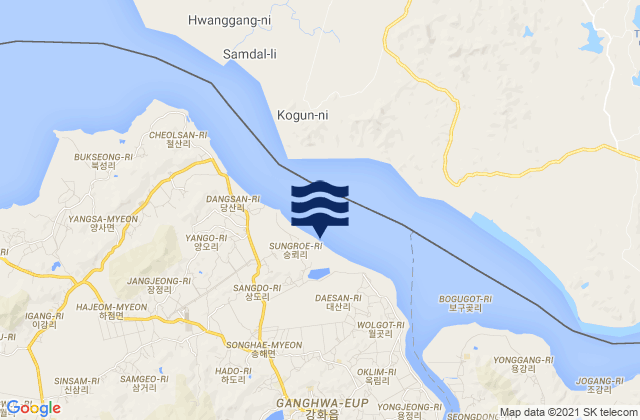 Carte des horaires des marées pour Songhae, South Korea