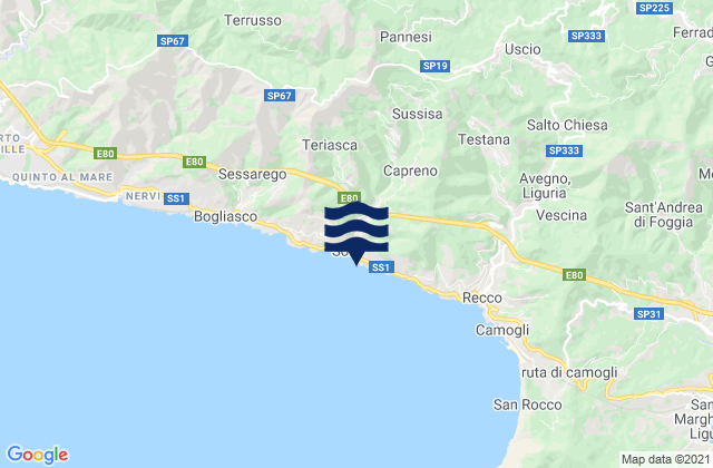 Carte des horaires des marées pour Sori, Italy