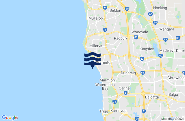 Carte des horaires des marées pour Sorrento Beach, Australia