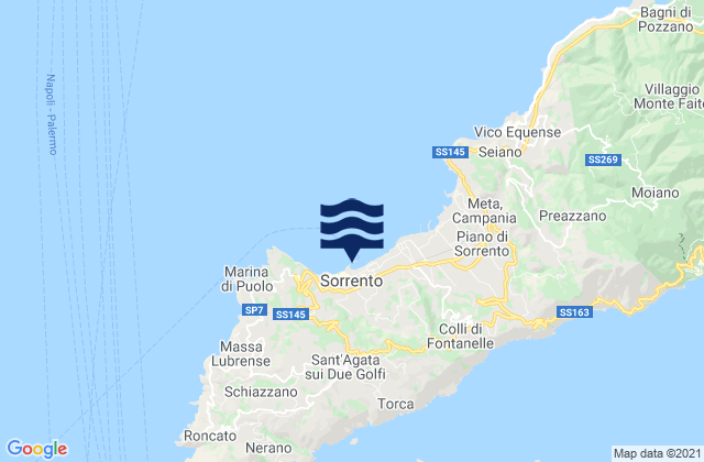 Carte des horaires des marées pour Sorrento, Italy