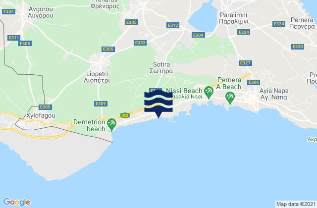 Carte des horaires des marées pour Sotíra, Cyprus