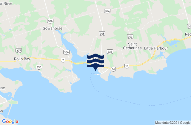 Carte des horaires des marées pour Souris, Canada