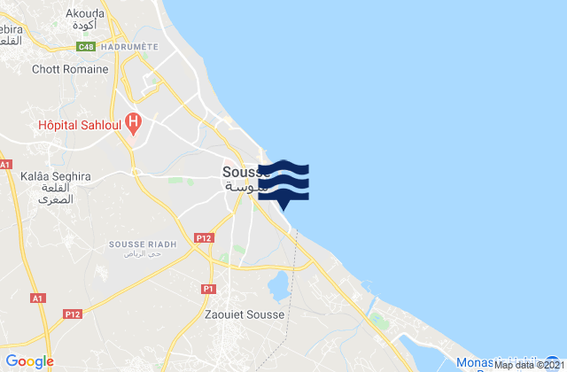 Carte des horaires des marées pour Sousse Sidi Abdelhamid, Tunisia