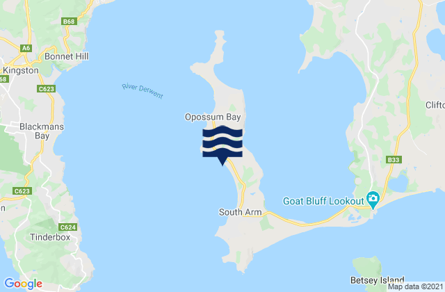 Carte des horaires des marées pour South Arm Beach, Australia