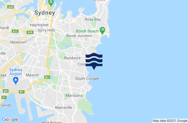 Carte des horaires des marées pour South Coogee, Australia
