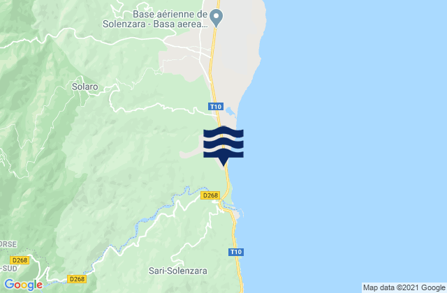 Carte des horaires des marées pour South Corsica, France