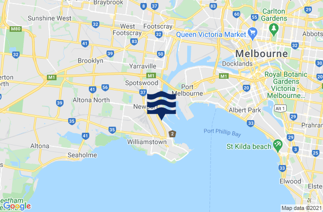 Carte des horaires des marées pour South Kingsville, Australia