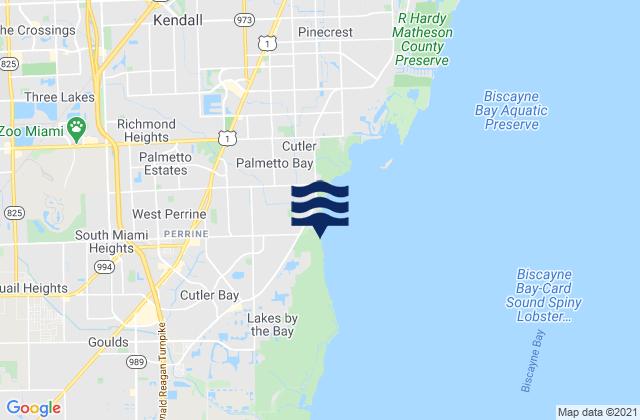 Carte des horaires des marées pour South Miami Heights, United States