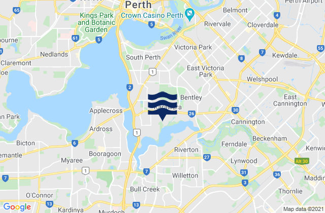 Carte des horaires des marées pour South Perth, Australia