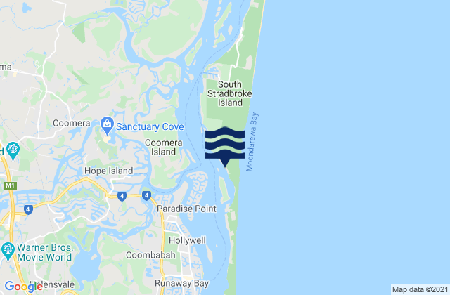 Carte des horaires des marées pour South Stradbroke Island, Australia