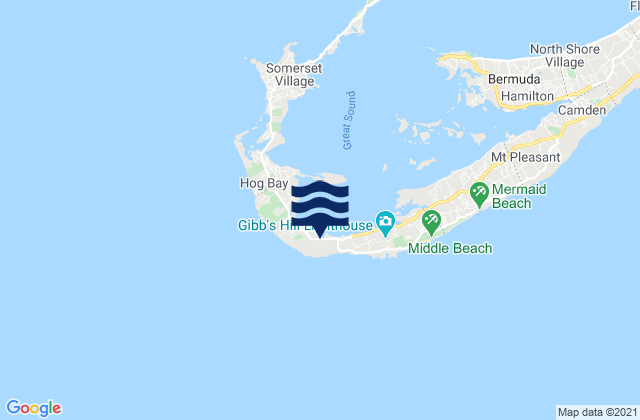 Carte des horaires des marées pour Southampton Parish, Bermuda