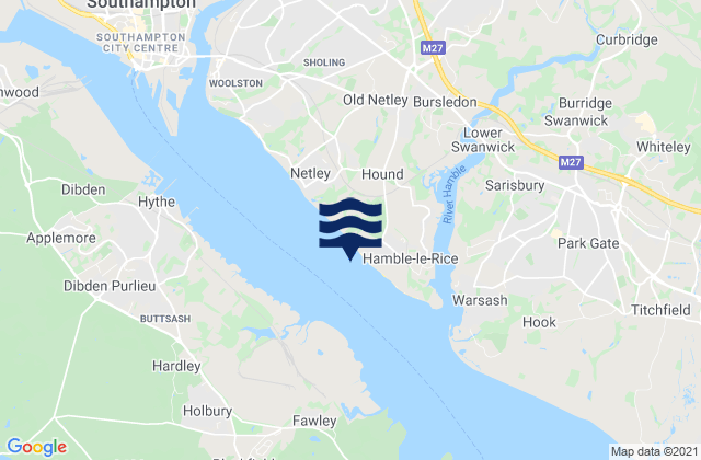 Carte des horaires des marées pour Southampton Water, United Kingdom