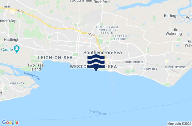 Carte des horaires des marées pour Southend-on-Sea, United Kingdom