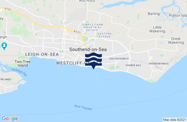 Carte des horaires des marées pour Southend-on-Sea, United Kingdom