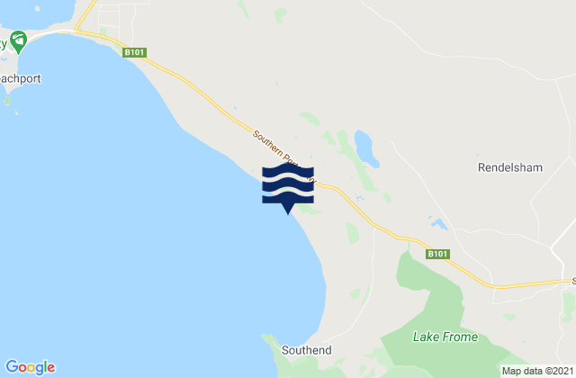 Carte des horaires des marées pour Southend Beach, Australia
