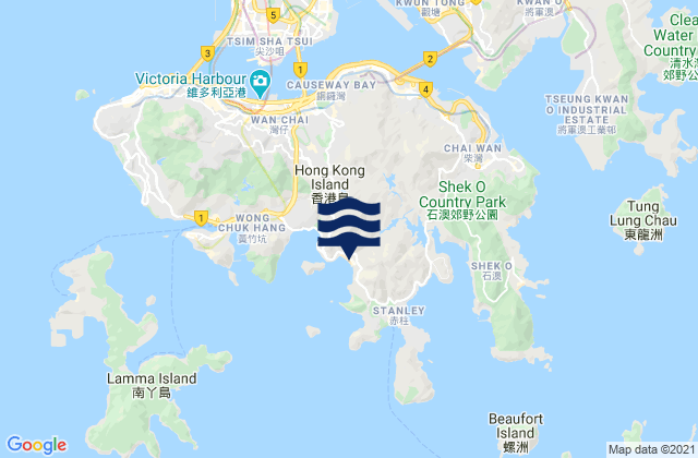 Carte des horaires des marées pour Southern, Hong Kong
