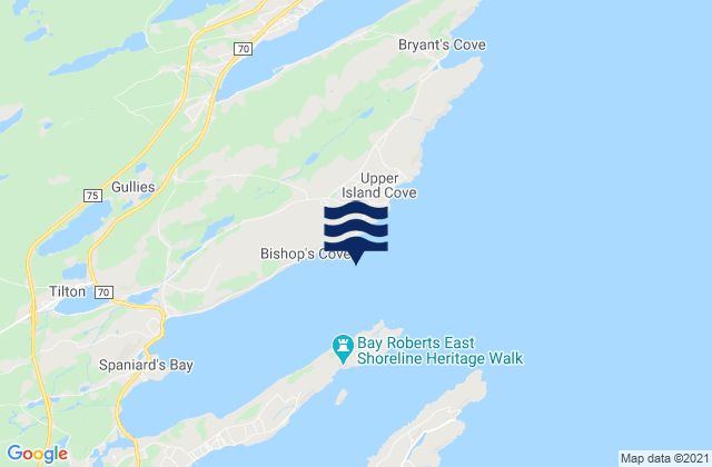 Carte des horaires des marées pour Spaniard's Bay, Canada