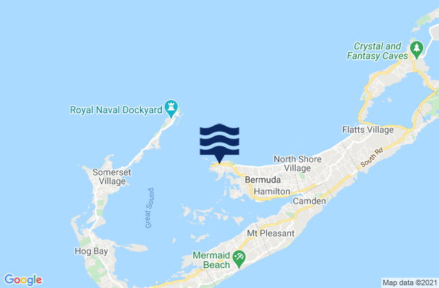 Carte des horaires des marées pour Spanish Point, Bermuda