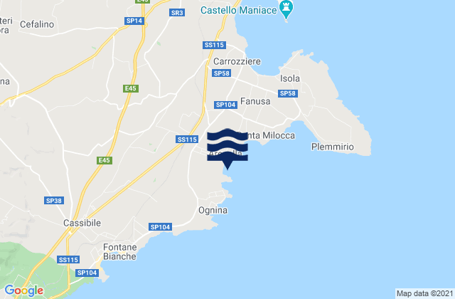 Carte des horaires des marées pour Spiaggia Arenella, Italy