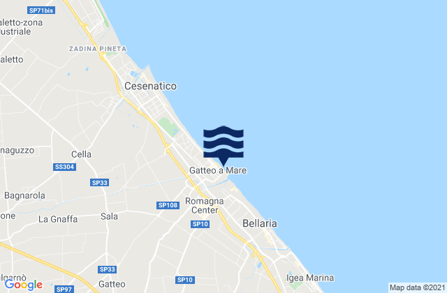 Carte des horaires des marées pour Spiaggia Gatteo a Mare, Italy