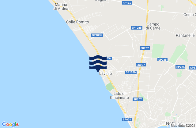 Carte des horaires des marées pour Spiaggia Lavinio, Italy