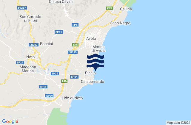 Carte des horaires des marées pour Spiaggia Piccio, Italy