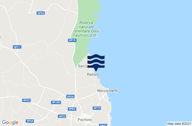 Carte des horaires des marées pour Spiaggia Reitani, Italy