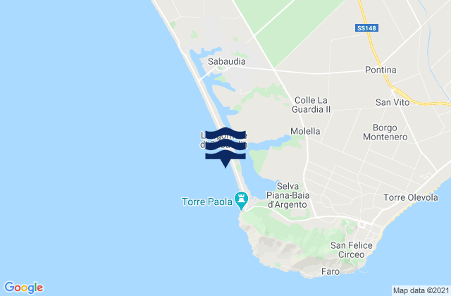 Carte des horaires des marées pour Spiaggia Sabaudia, Italy