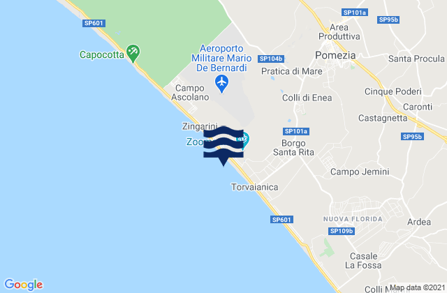 Carte des horaires des marées pour Spiaggia Torvaianica, Italy