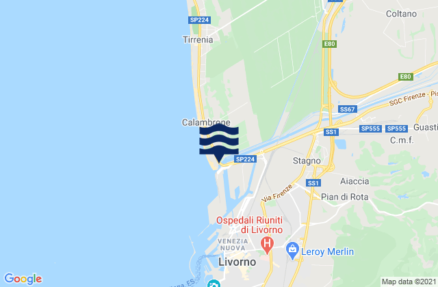 Carte des horaires des marées pour Spiaggia Verruca, Italy