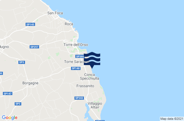 Carte des horaires des marées pour Spiaggia della Punticeddha, Italy