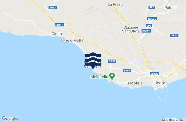 Carte des horaires des marées pour Spiaggia della Rocca di San Nicola, Italy