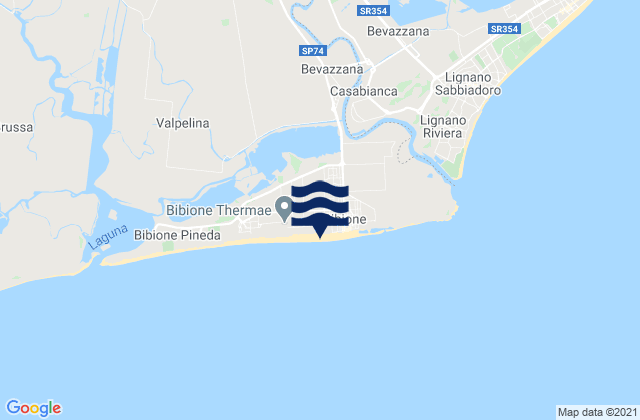 Carte des horaires des marées pour Spiaggia di Bibione, Italy