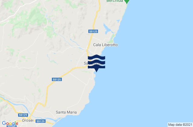 Carte des horaires des marées pour Spiaggia di Cala Liberotto, Italy