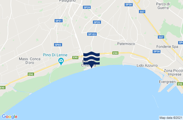 Carte des horaires des marées pour Spiaggia di Chiatona, Italy