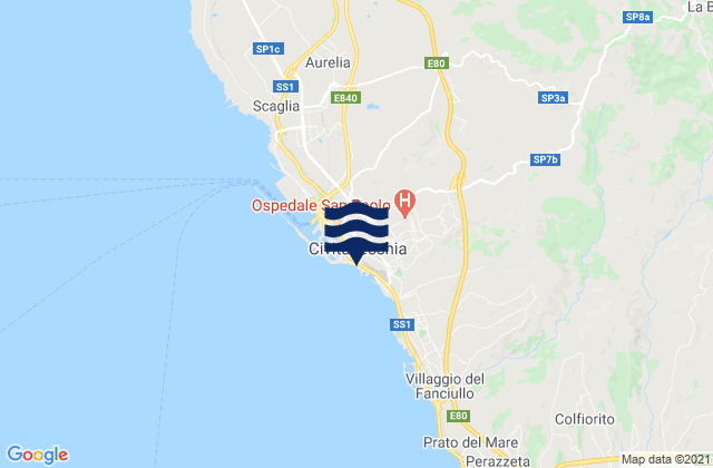 Carte des horaires des marées pour Spiaggia di Civitavecchia, Italy