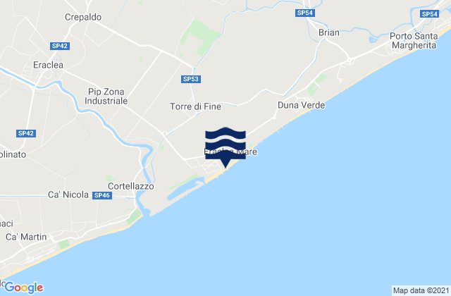 Carte des horaires des marées pour Spiaggia di Eraclea Mare, Italy