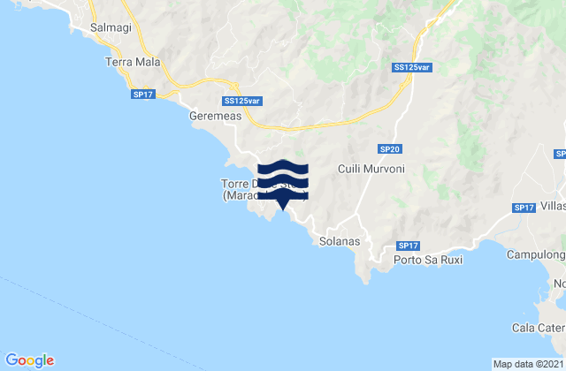 Carte des horaires des marées pour Spiaggia di Genn'e Mari, Italy