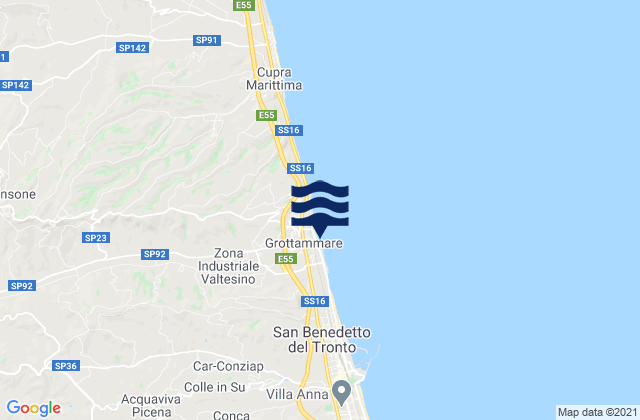 Carte des horaires des marées pour Spiaggia di Grottammare, Italy