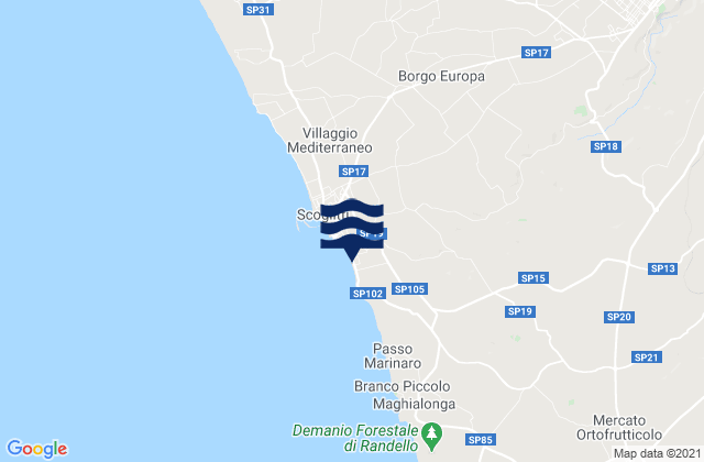 Carte des horaires des marées pour Spiaggia di Kamarina, Italy