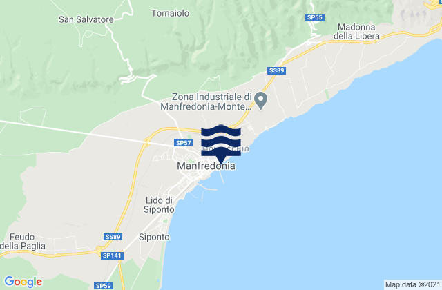 Carte des horaires des marées pour Spiaggia di Manfredonia, Italy