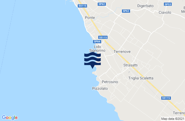 Carte des horaires des marées pour Spiaggia di Punta Parrino Sibiliana, Italy