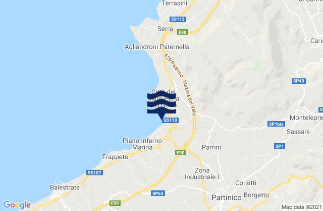 Carte des horaires des marées pour Spiaggia di Salvina, Italy