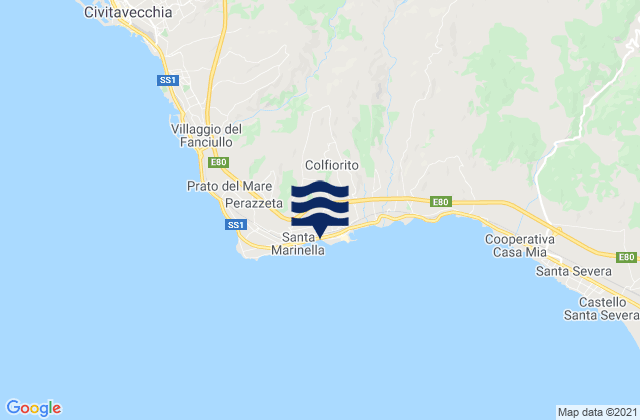 Carte des horaires des marées pour Spiaggia di Santa Marinella, Italy