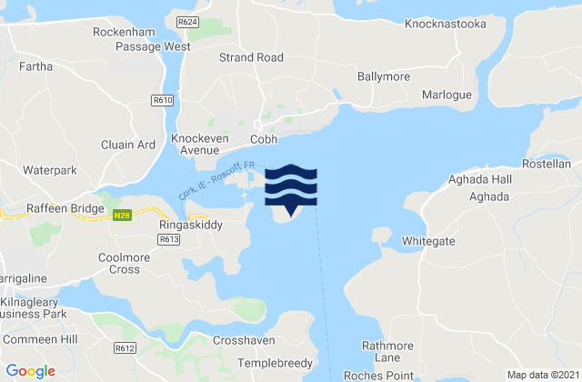 Carte des horaires des marées pour Spike Island, Ireland