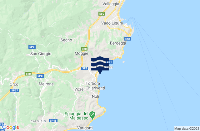 Carte des horaires des marées pour Spotorno, Italy
