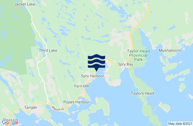Carte des horaires des marées pour Spry Harbour, Canada