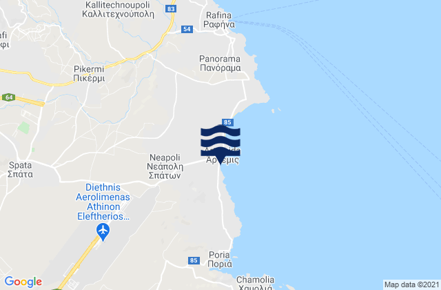Carte des horaires des marées pour Spáta, Greece