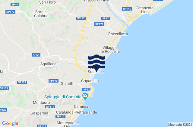 Carte des horaires des marées pour Squillace Lido, Italy
