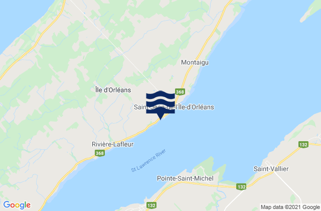 Carte des horaires des marées pour St-Jean-D'orleans, Canada